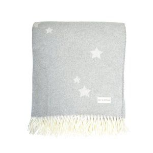 Sferra Gray Star Print Decorative Throw Blanket